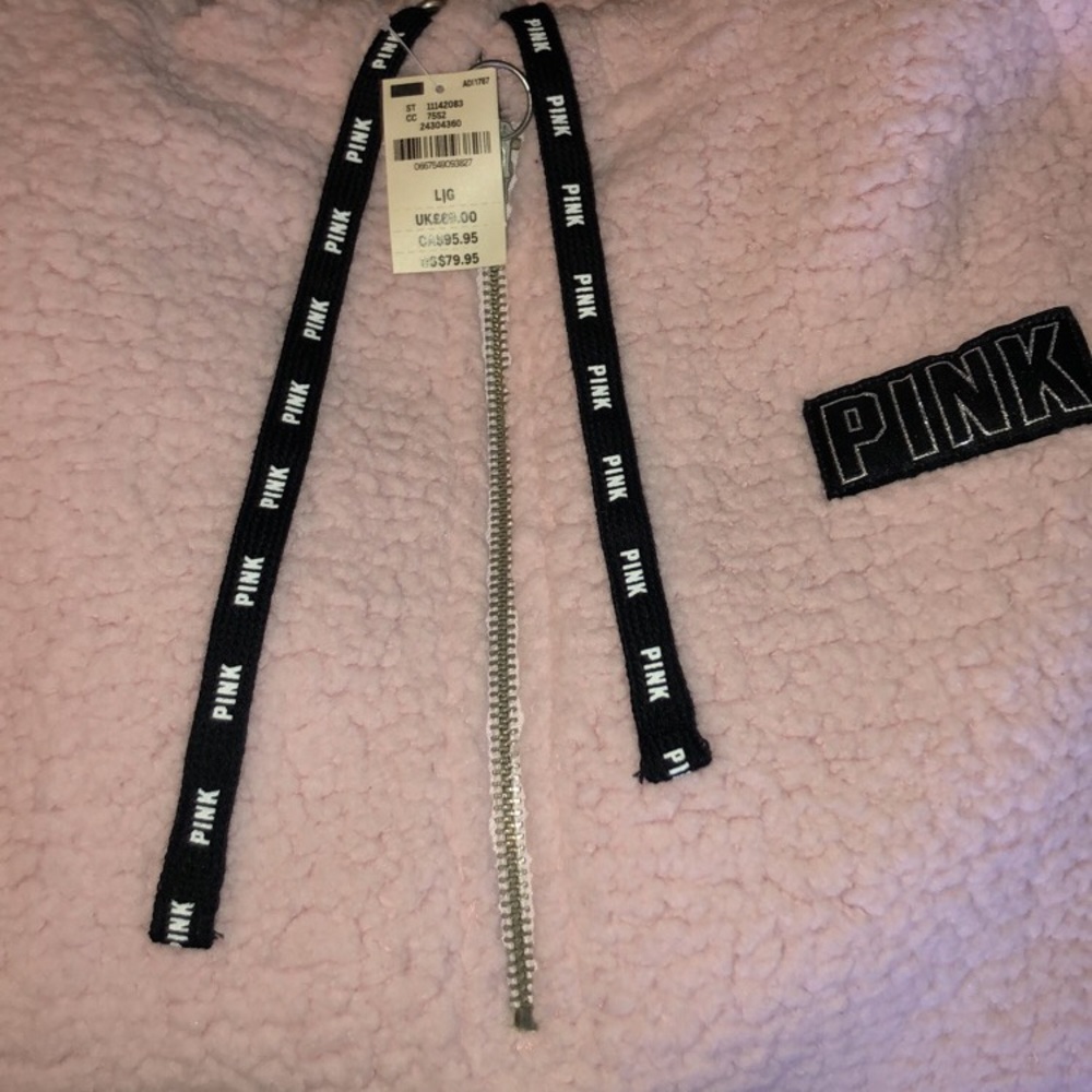 PINK sherpa hooded sweater
